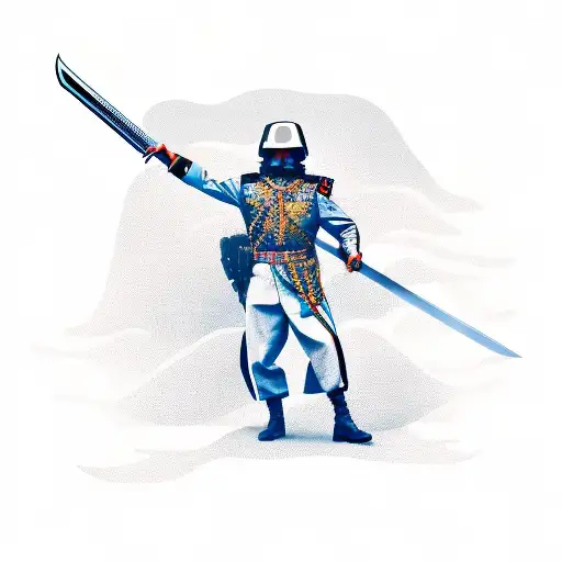 A Futuristic Army Soldier Holding A Sword With A Time-themed Background