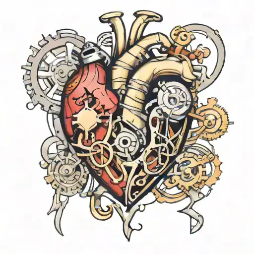 A Mechanical Heart With Music Notes Intertwining Around It