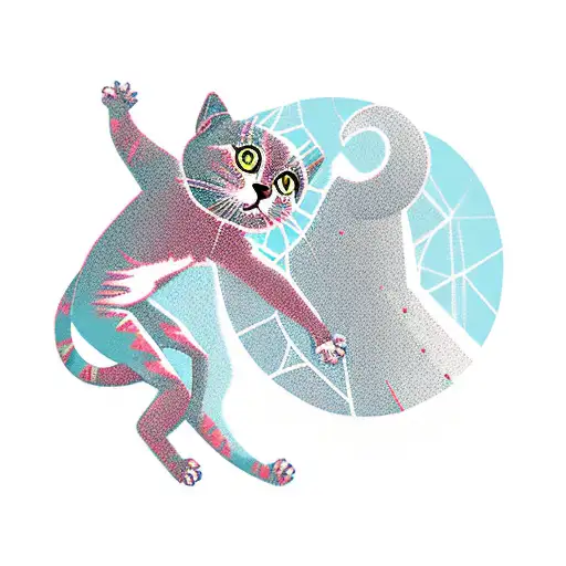 A Climber Reaching For The Summit With A Silhouette Of A Cat In The Background