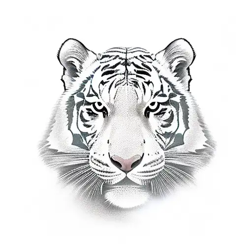 A Full Body White Tiger With Roses