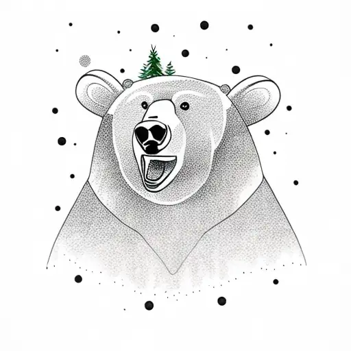 Bear On A Pine Tree