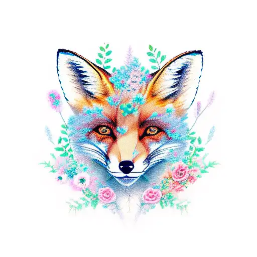 Fox With Delicate Flowers