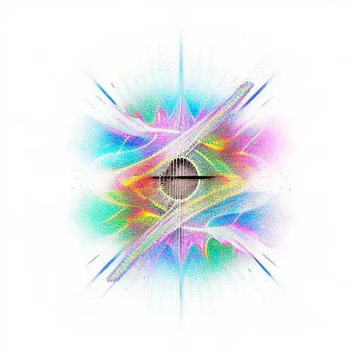 A New-school Tattoo Of A Guitar Transforming Into A Musical Wave