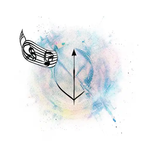 An Arrow With A Music Symbol Embedded In It