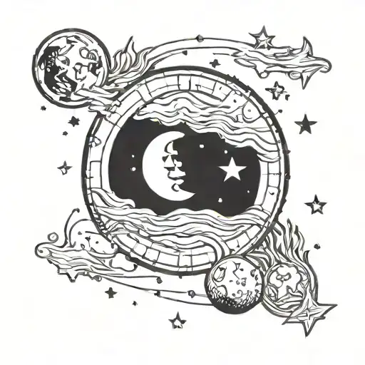 Tattoo Of A Waning Gibbous Moon Phase Parallel To The Leo Constellation With Stars