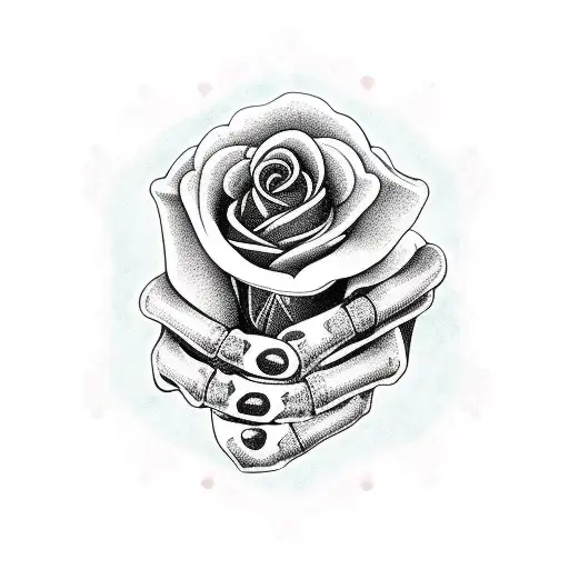 Skeleton Hand With Rose