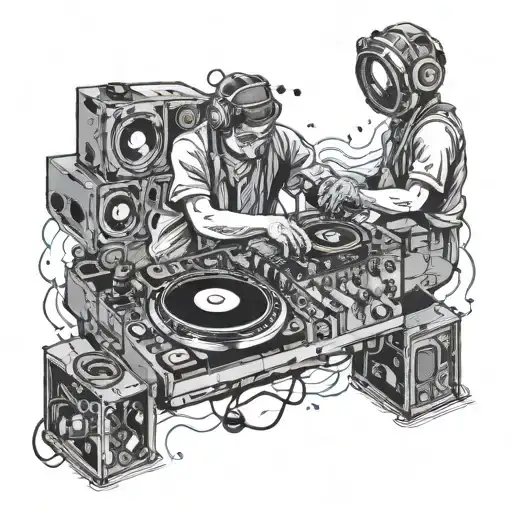 Dj Mixing Music Under The Moonlight With Black Holes In The Background