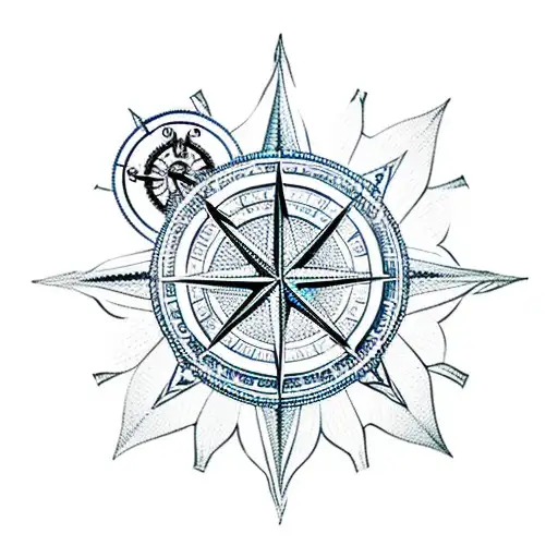 Nautical Star With Compass And Hindu God