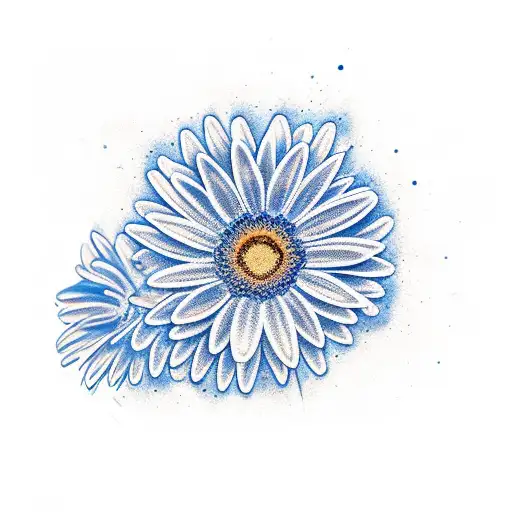 Blue Daisies Of Different Sizes