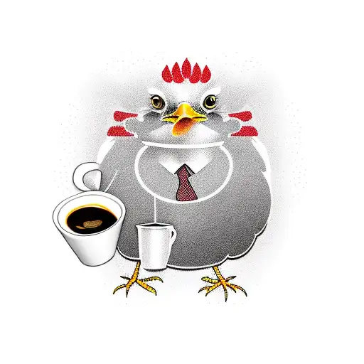 Chicken Drinking Coffee