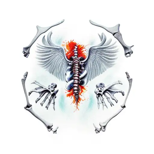 Bio Mech Hermes Wing Bone Tearing Through Skin With Raw Bone And Flesh