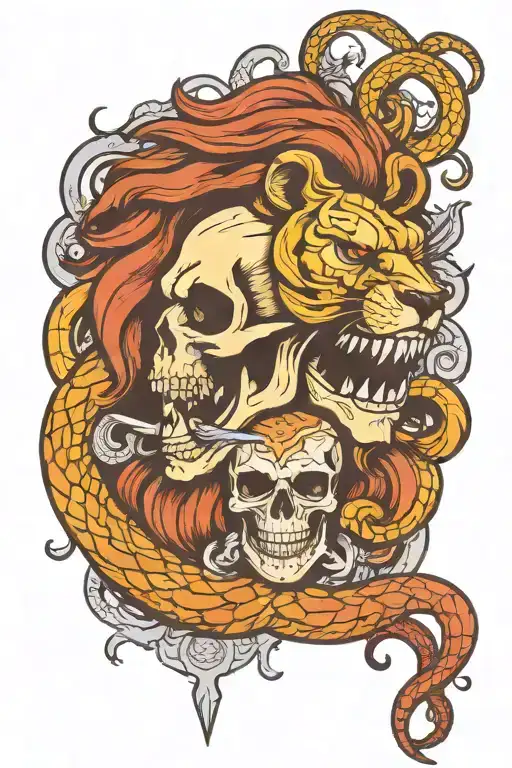 Skull And Lions And Snakes And Crosses