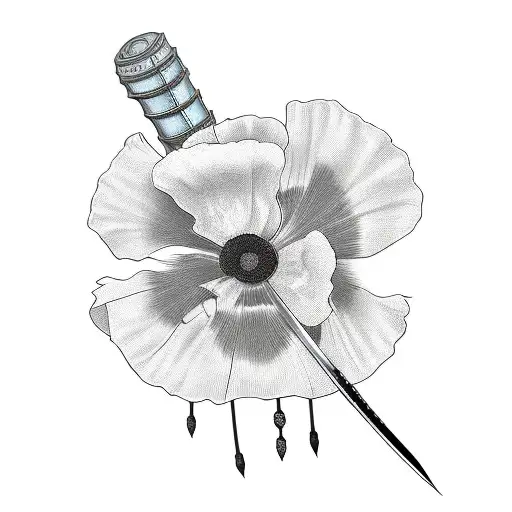 Poppy Flower Samurai And Sword