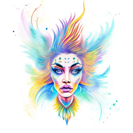 Watercolor Phoenix Goddess