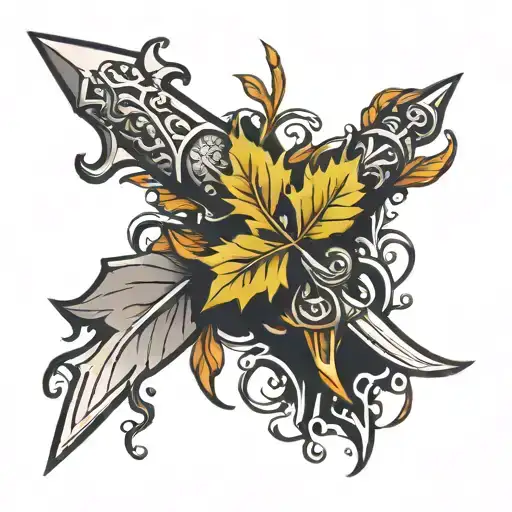 Dagger With Leaves Growing