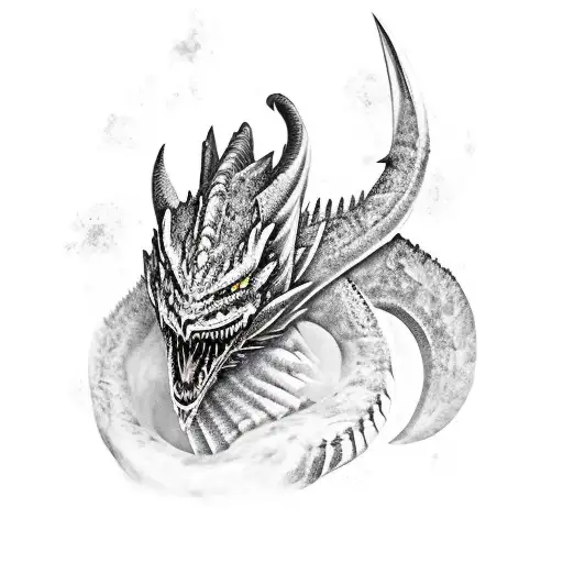 Nordic Sleeve With Fatalis From Monster Hunter And Nordic Runes