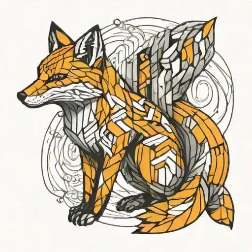 A Fox Made Out Of Lines Of Code Intertwined With Binary Numbers