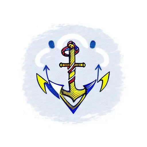 Cartoon Sailor Goose With An Anchor Behind It Like A Classic