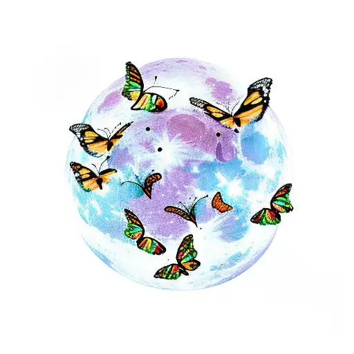 Moon With Butterflies