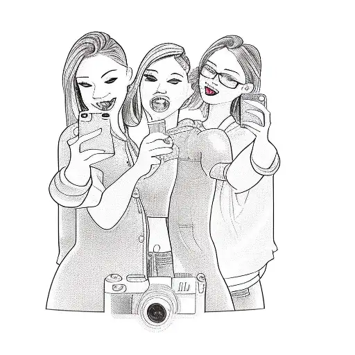 A Group Of Girls Taking A Selfie