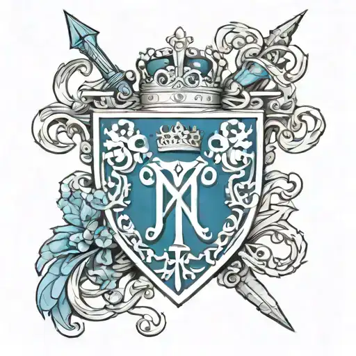 A Modern Interpretation Of The Moran Irish Crest Incorporating Mythical Armor Elements