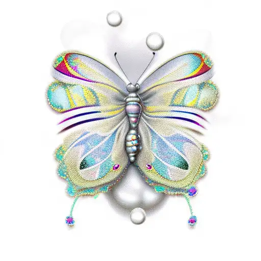 A Pearl-encrusted Butterfly Emerging From A Lung Cancer Awareness Ribbon