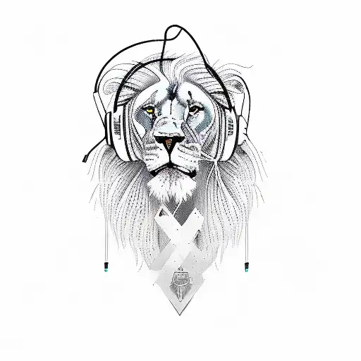 A Lion With Headphones