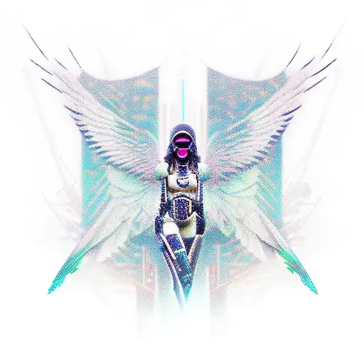 Cyberpunk With Wings Made By Binaries Numbers