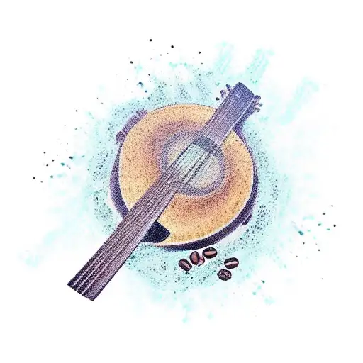 A Guitar With Coffee Beans As The Sound Waves