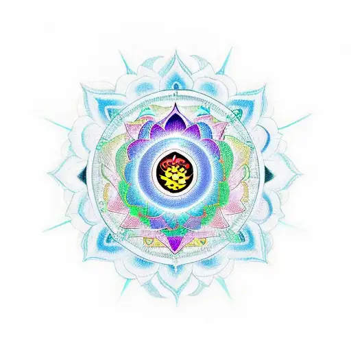 Lotus With Seven Chakras In Colour