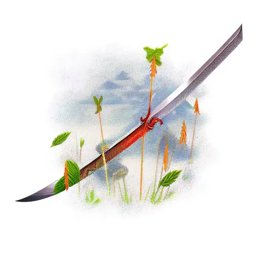 Sword Leaning On Reed Stalk