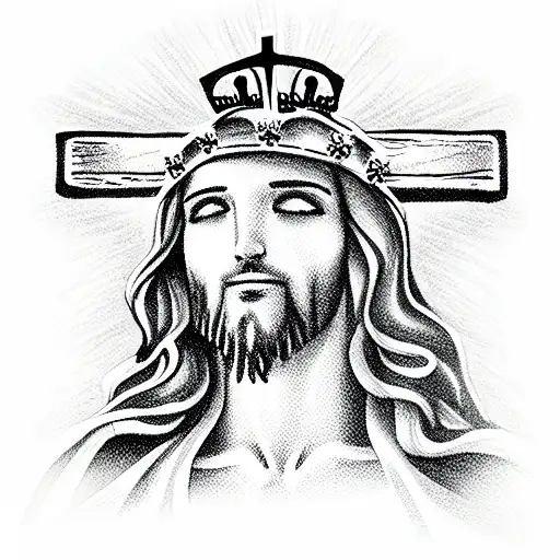Jesus Cross With A Crown Hanging On It