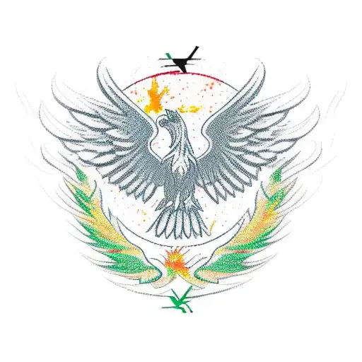 Phoenix With The Tail Being The Outline Of Palestine