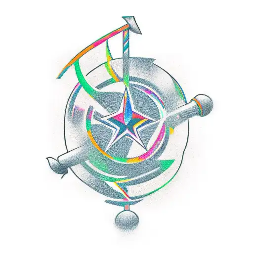 A Minimalist Tattoo Of A Wand From Harry Potter Entwined With A Gaming Controller