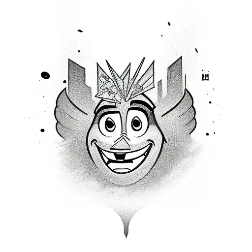 A Tarot Card Design Featuring A Pixar Character In A Graffiti Style