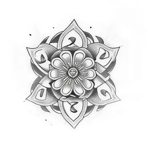 A Traditional Style Tattoo Of A Celtic Flower