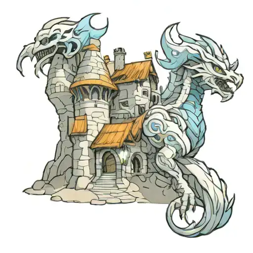 Stonemist Castle With A Guildwars 2 Dragon Wrapped Around It