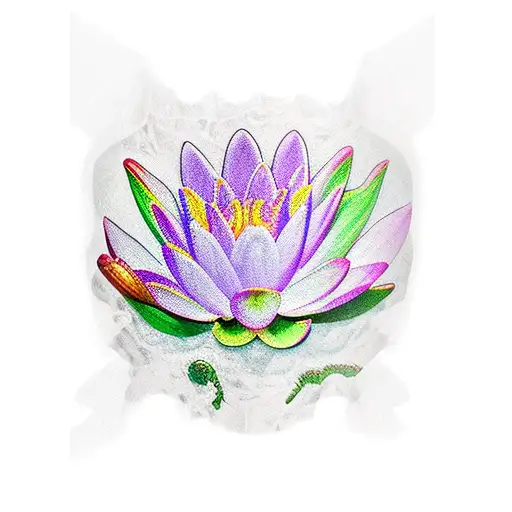 Floral Sleeve With Egypt Water Lilly And Other Psycedelic Plants Include Canabis Plants