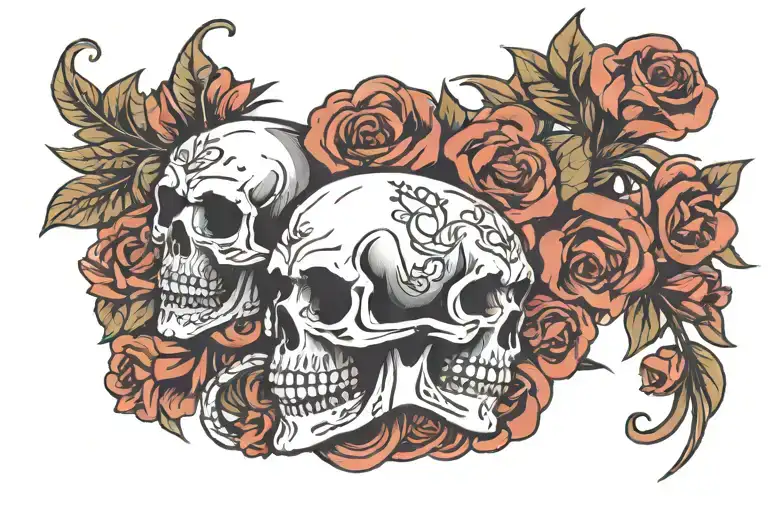 Skull And Flowers