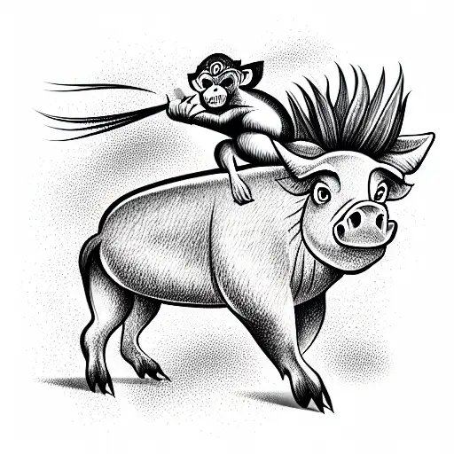Monkey Riding A Boar