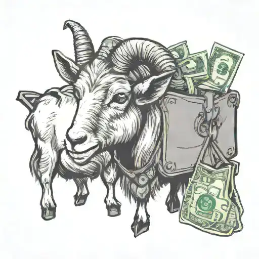 Goat W Bag Of Money Bag Filled
