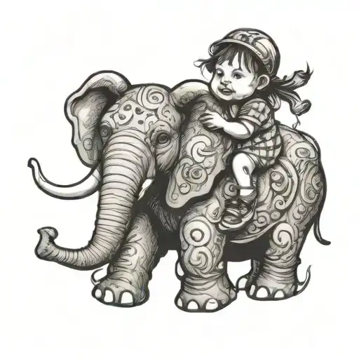 Baby Girl Bear Riding An Autistic Elephant
