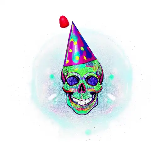 Skull Smiling And Wearing Party Hat