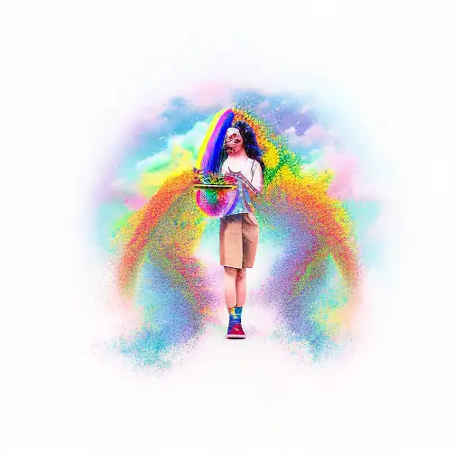 Woman Holding Rainbow