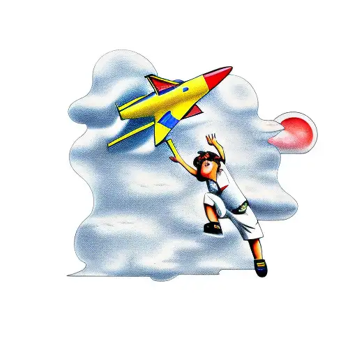 The Word Blake With A Toy Plane And Clouds