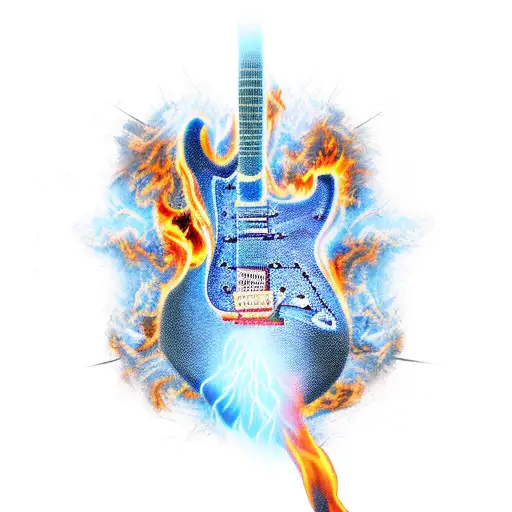 Electric Guitar Engulfed In Flames