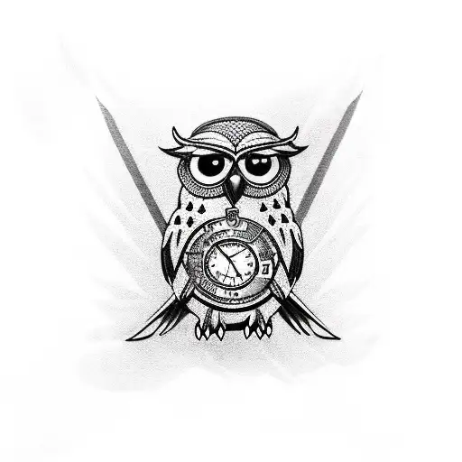 A New-school Owl Wearing A Poker Visor And Holding A Pocket Watch
