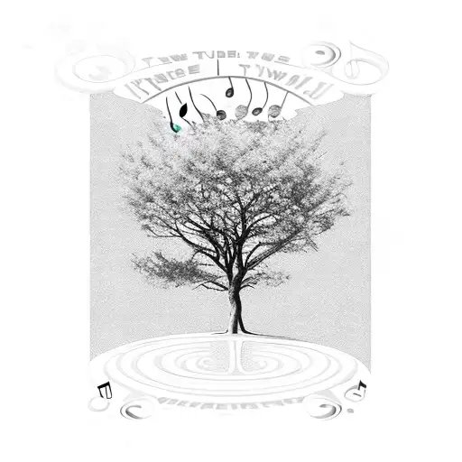 Tree With Music Engraved On It By A Canal