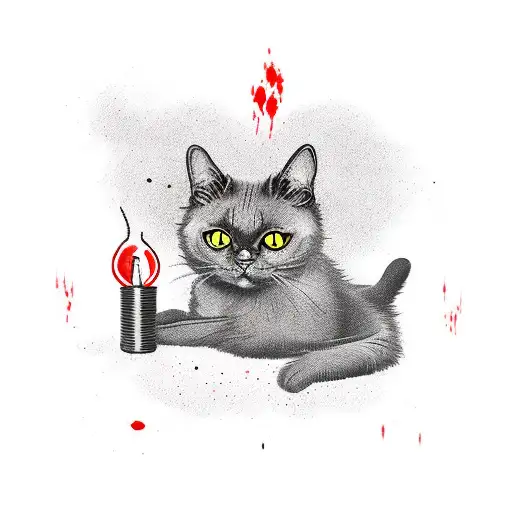 Dead Black Cat Laying In A Pull Of Blood