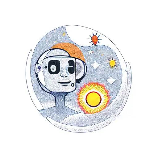 Moon And Sun And Astronaut Smoking